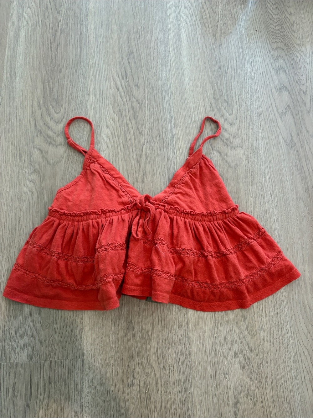 Urban outfitters Women’s Red Tiered Tie-Front Camisole Top